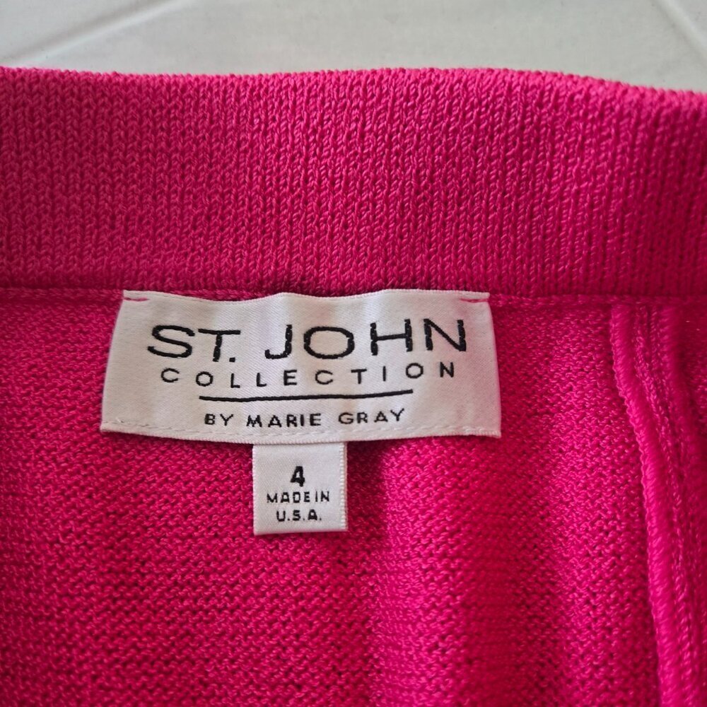 St John Collection Santana Knit Flared Skirt Pink 4 - Picture 2 of 3